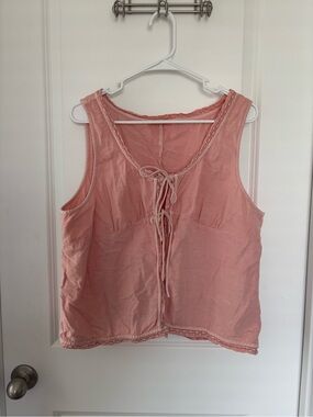 Lucky Brand Pink Lace-Trim Tank Top